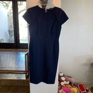 Cyanide Sea XL navy straight dress w ca sleeves and exposed back zipper, NWOT